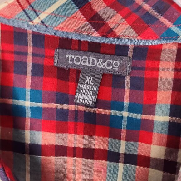 Toad & Co Men's Organic Cotton Plaid Long Sleeve Casual Button Down Shirt XL - Picture 3 of 7